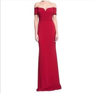 Badgley Mischka Women’s Off The Shoulder Red Gown